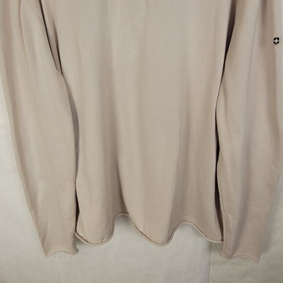 Victorinox tan quarter zip pullover shirt Size XL elbow patches preppy minimal - Picture 5 of 8